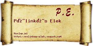 Pálinkás Elek névjegykártya